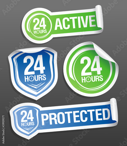 24 hours active protection stickers set