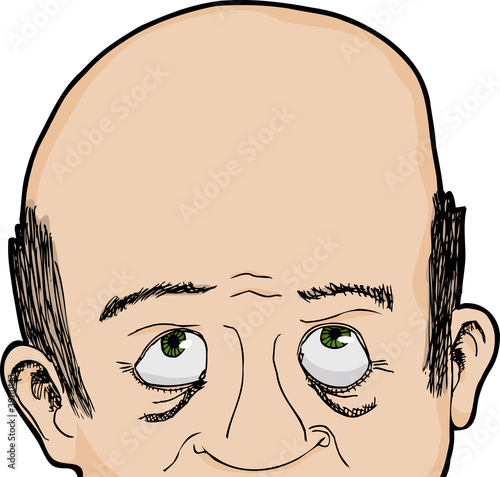 Bald Man Looks Up