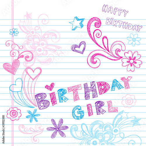 Birthday Sketchy Notebook Doodles Vector
