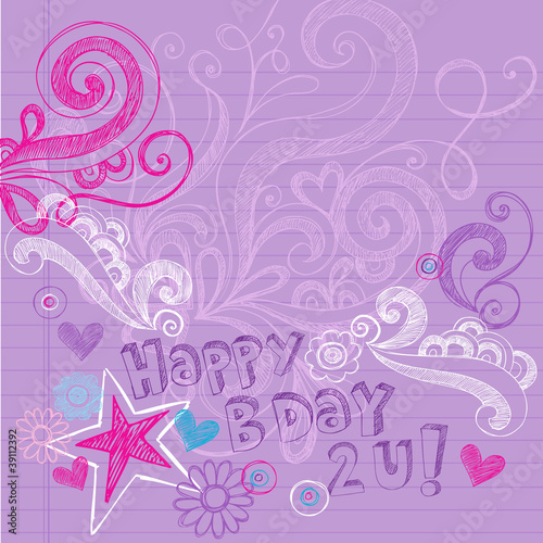 Birthday Sketchy Notebook Doodles Vector