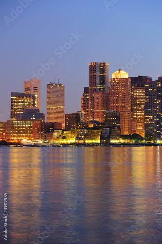 Boston downtown skyline at dusk