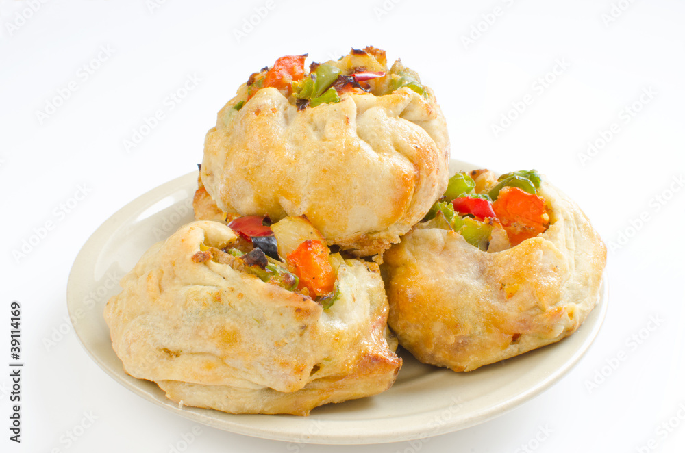 Knishes with vegetables (Jewish pastry)