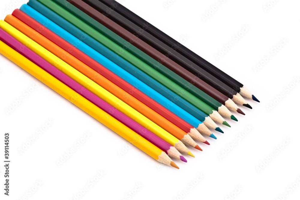 Color pencils on white isolated background Color pencils on white isolated background