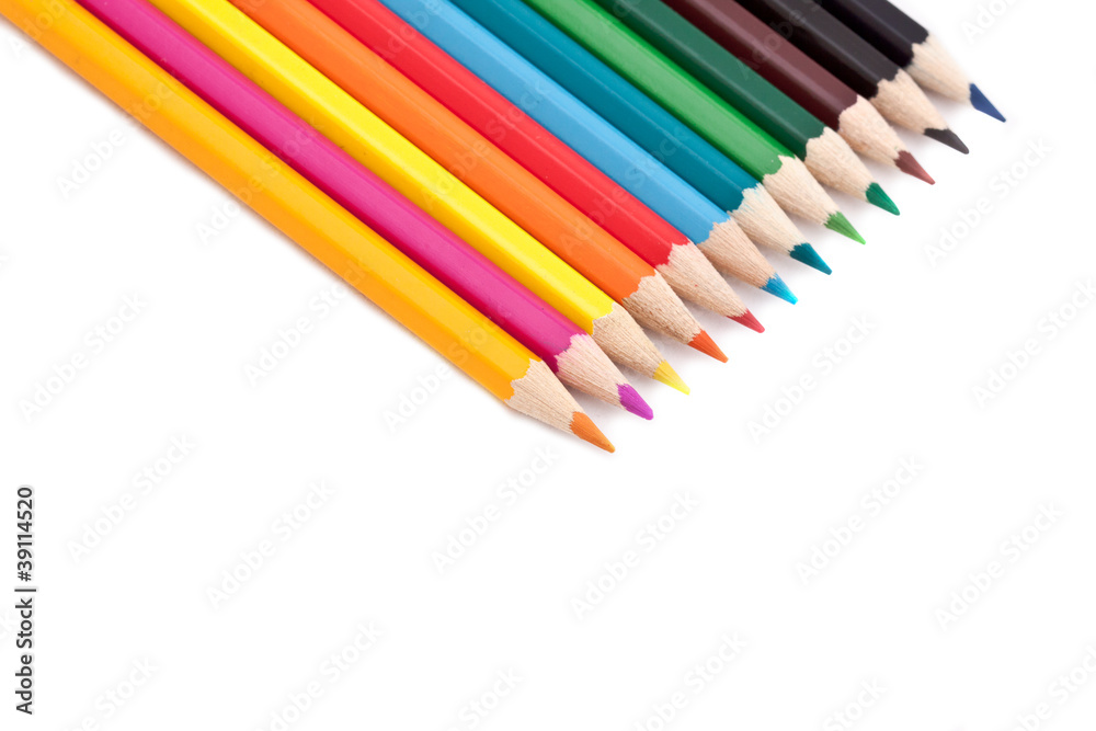 Color pencils on white isolated background Color pencils on white isolated background