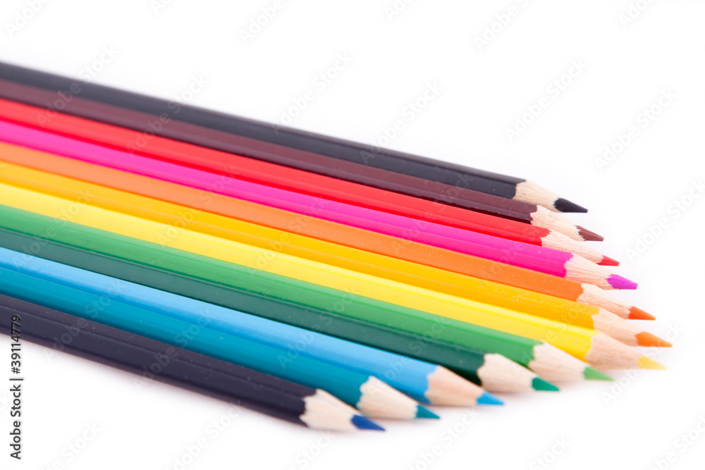 Color pencils on white isolated background Color pencils on white isolated background