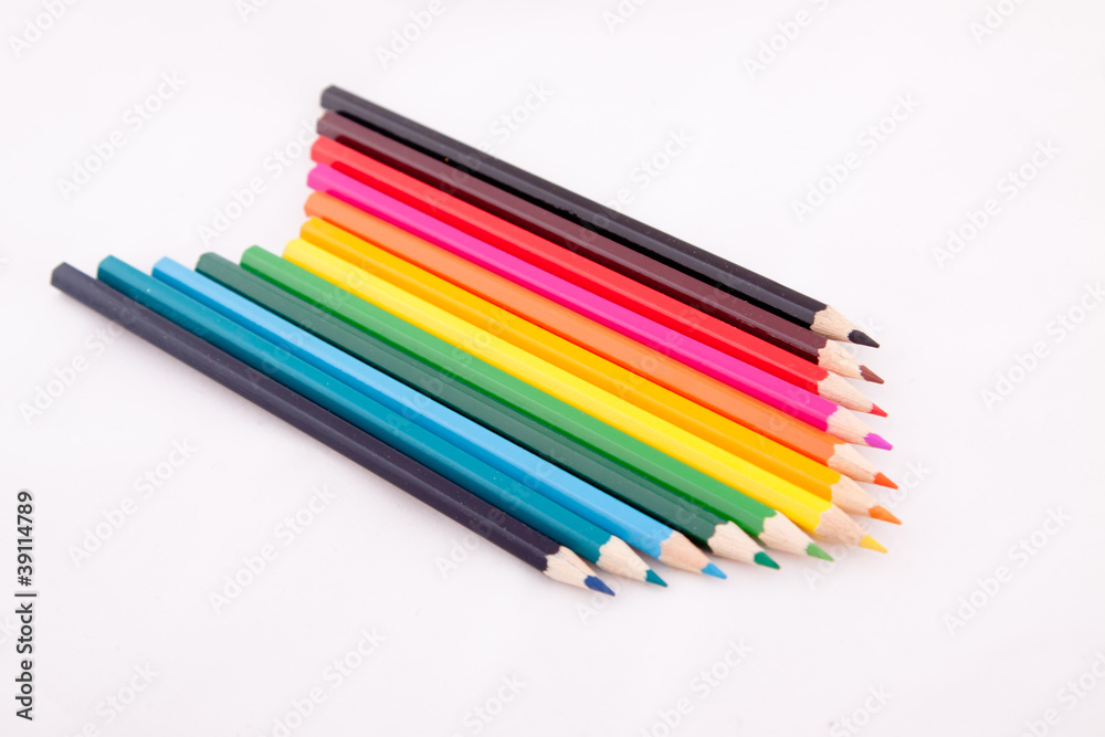 Fototapeta premium Color pencils on white isolated background