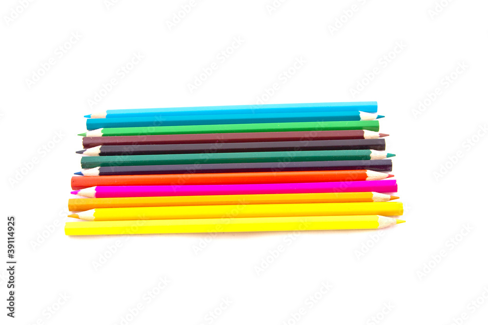 Color pencils on white isolated background Color pencils on white isolated background