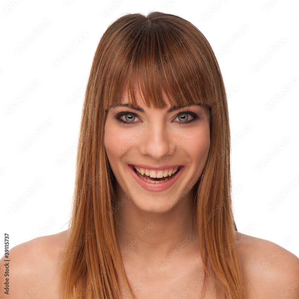 Beauty portrait Portrait of cute happy young brunette girl isola Beauty portrait Portrait of cute happy young brunette girl isola