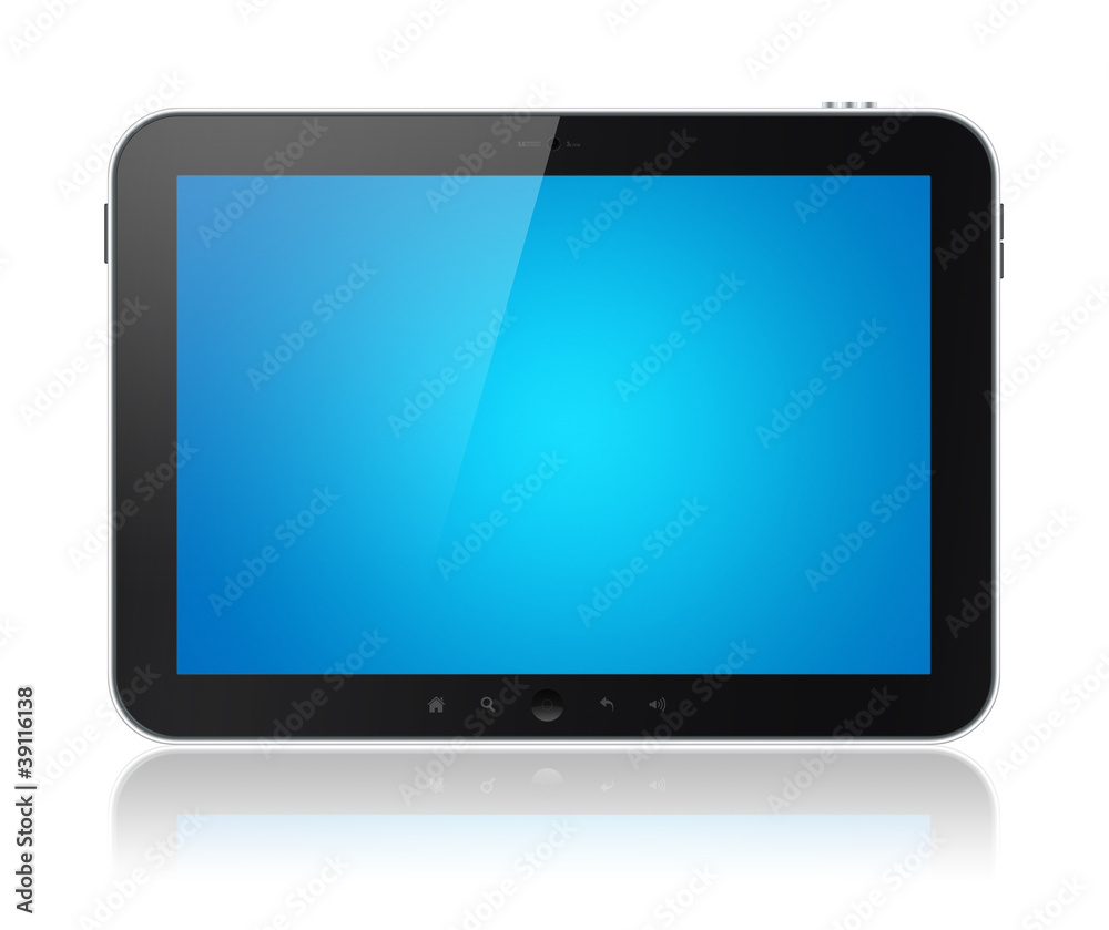 Tablet Computer With Blue Screen Isolated