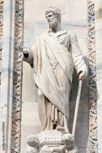 Saint Justin statue in Milan Cathedral photo