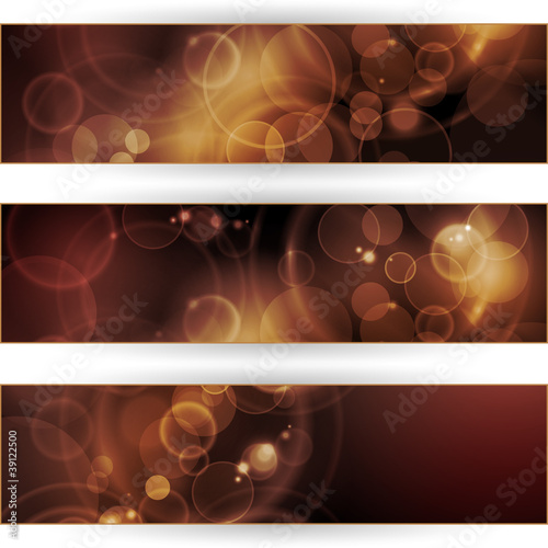 Set of sepia tone bokeh banners