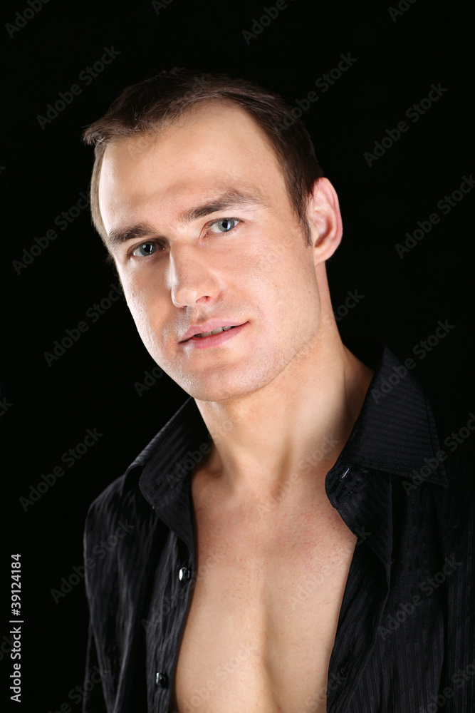 A portrait of a man  isolated on black background