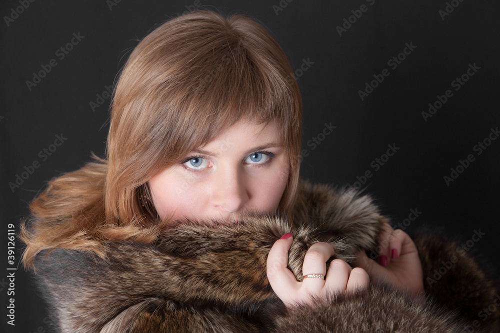 girl in a fur coat