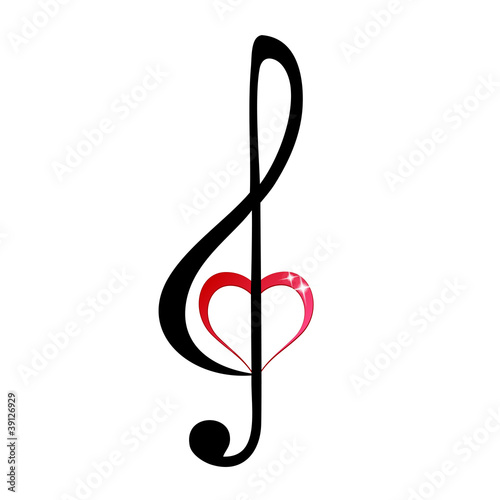 Shiny heart treble clef