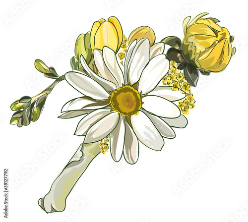 Boutonniere with white chrysanthemum.