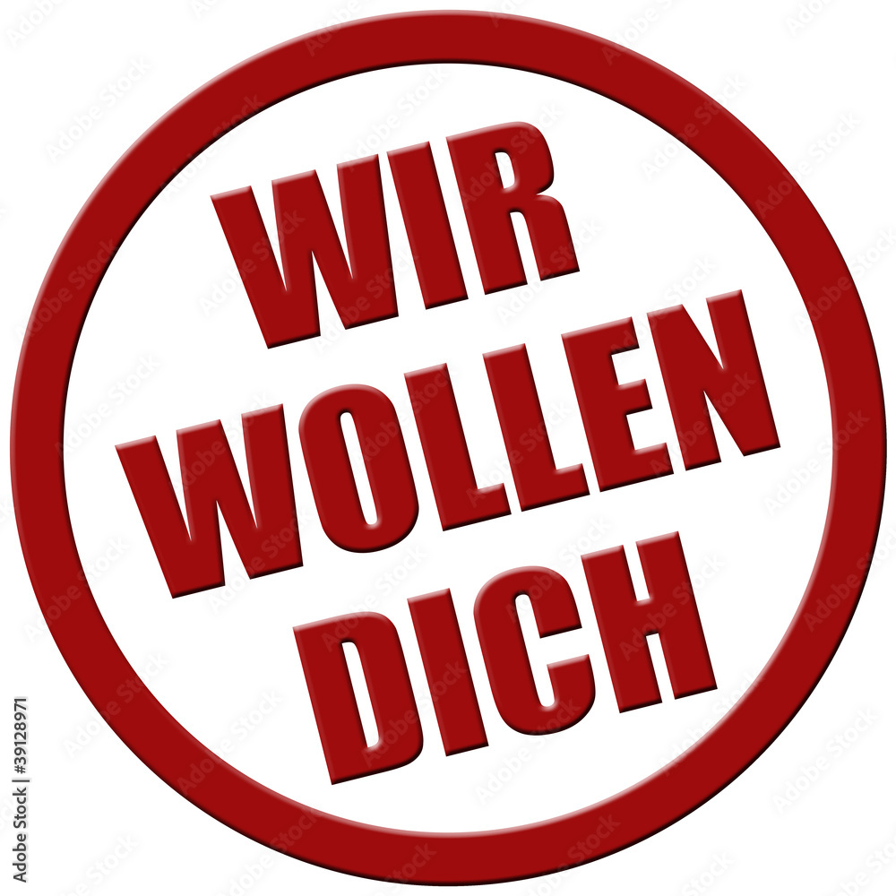 Stempel rot rel WIR WOLLEN DICH Stempel rot rel WIR WOLLEN DICH