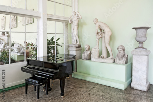 Piano in stylish interior.