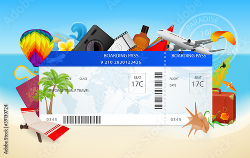 Travel. Conceptual illustration of boarding pass