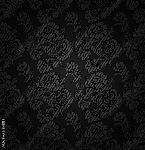 Corduroy dark gray background, ornamental flowers texture fabric