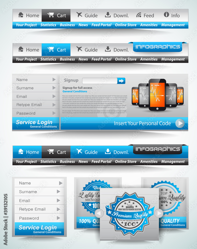 Naklejka premium Premium templates and Web stuffs