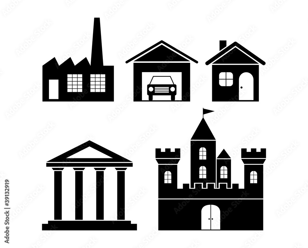 Black building icons