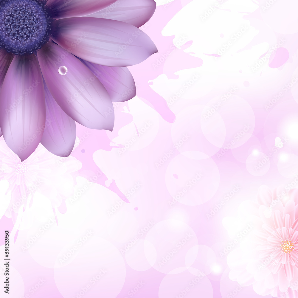 Obraz premium Lilac Gerbers And Paint Splash
