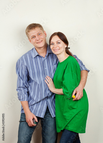 young family during the repair