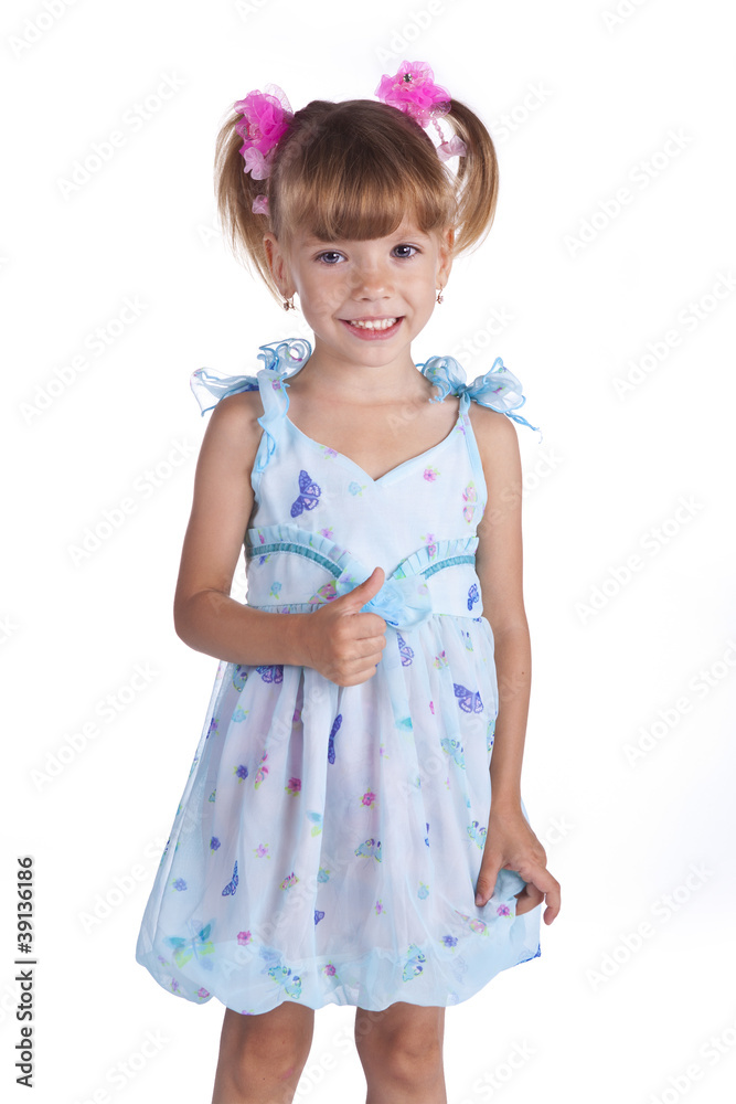 Portrait of a cute little girl in blue dress Portrait of a cute little girl in blue dress