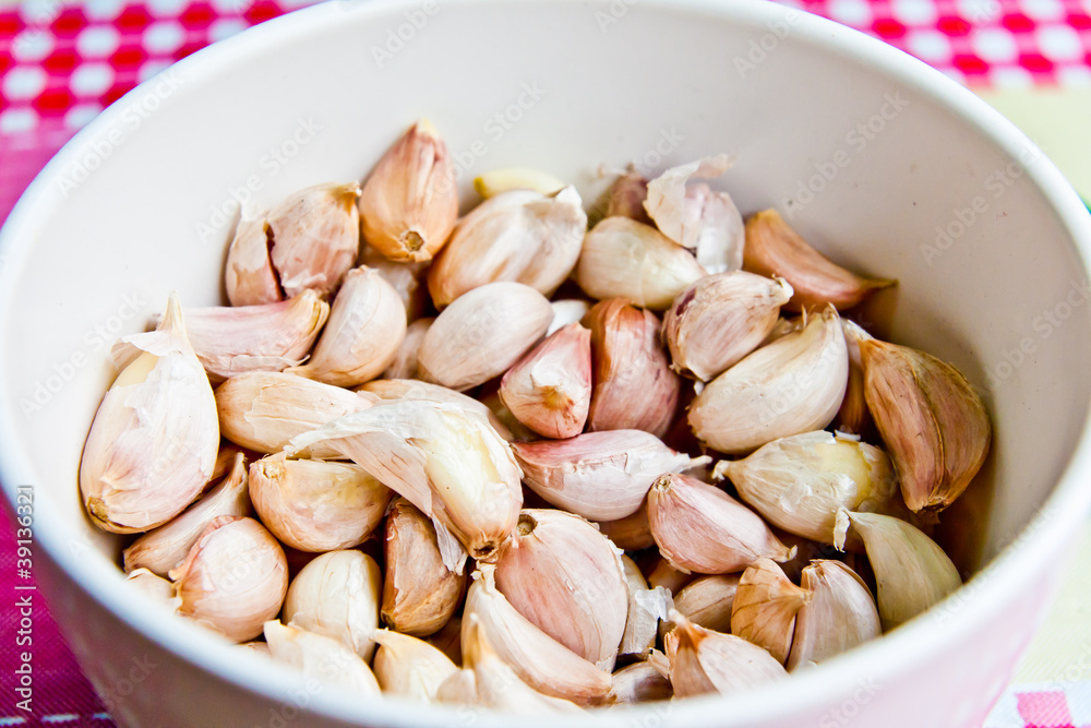 Dried garlic in a cup Dried garlic in a cup