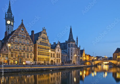 Gent Belgien Häuser am Graslei Hafen © Fineart Panorama