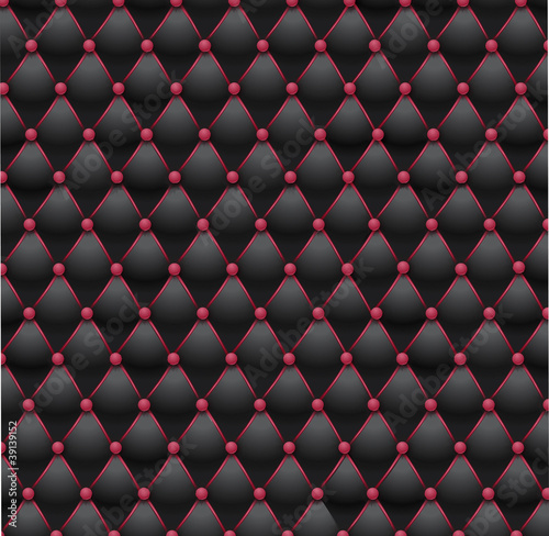 Chesterfield - tissu capitonné noir et rose