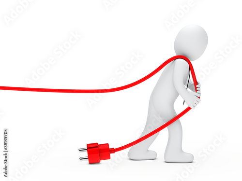 man draws a cable
