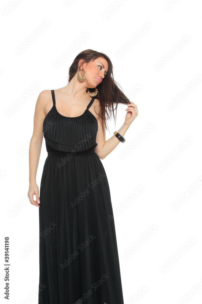 Pretty sexy girl posing in a nice black dress Pretty sexy girl posing in a nice black dress