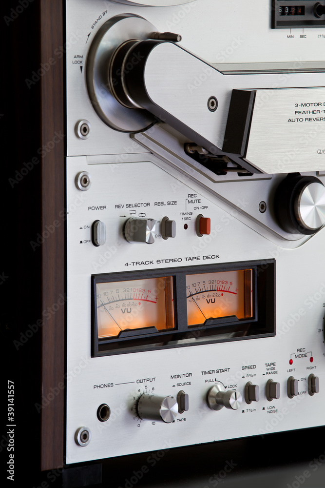 Analog Stereo Open Reel Tape Deck Recorder Stock Photo