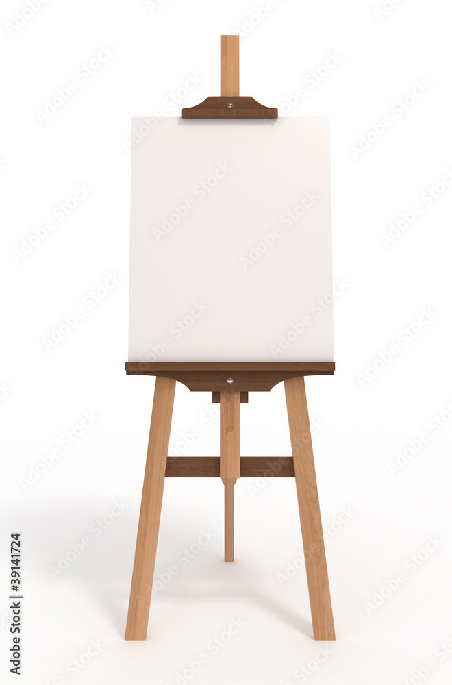 Blank art board, easel, isolated on white, clipping path
