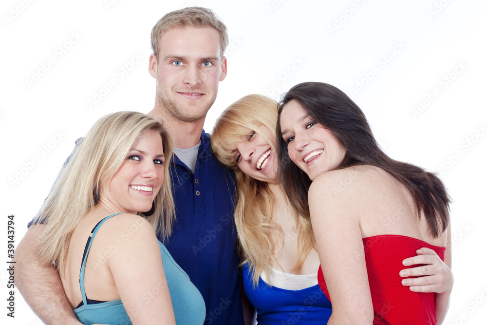 group of four friends smiling group of four friends smiling