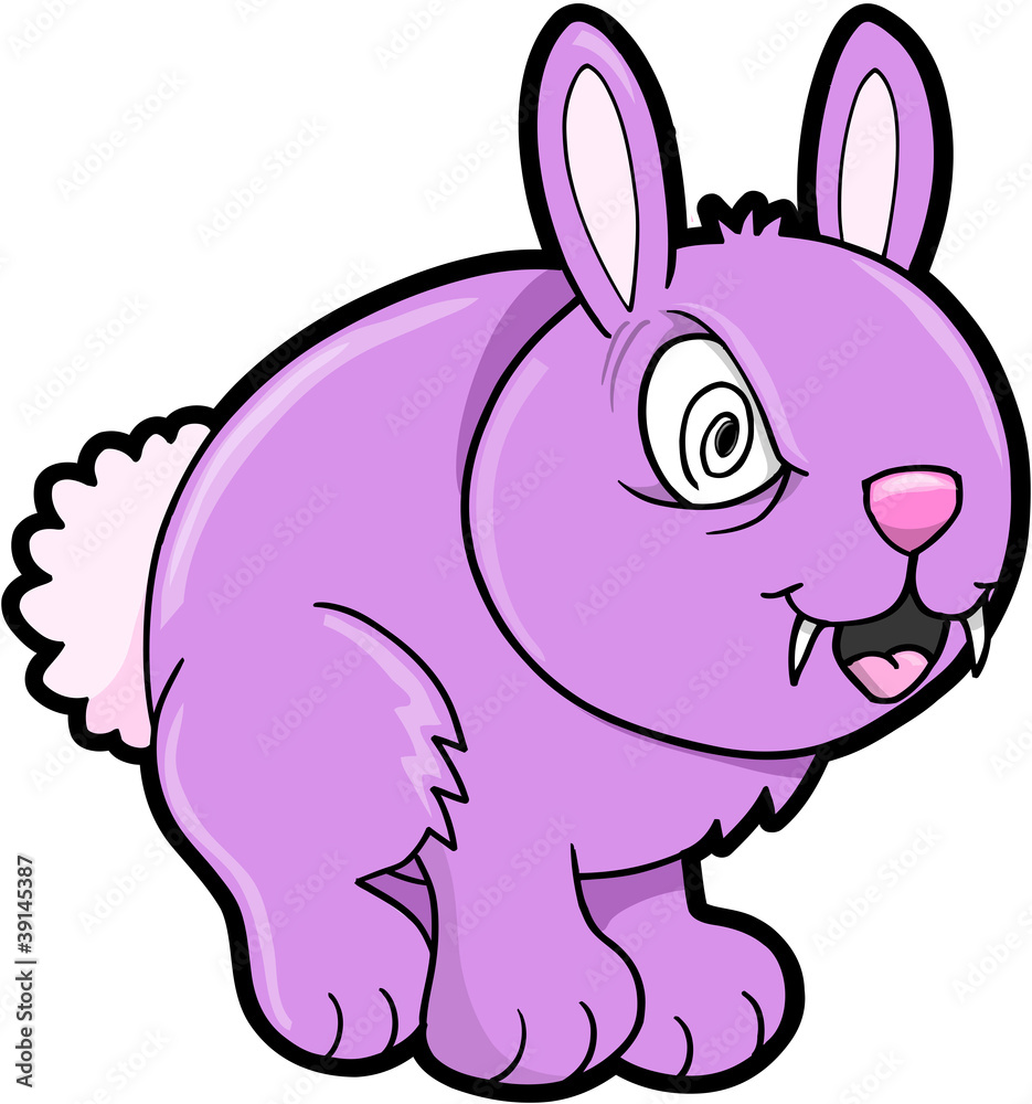 Naklejka premium Crazy Evil Bunny Rabbit Vector Illustration Art Animal Pet