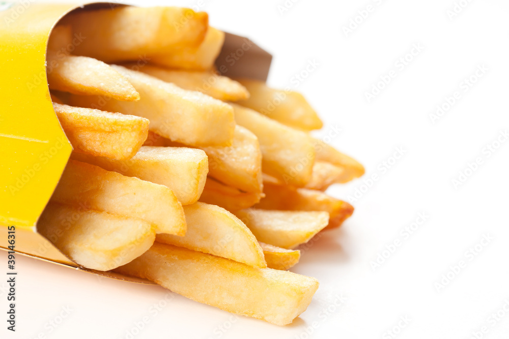 french fries on a white background