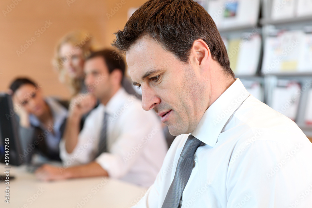 Portrait of business manager using electronic tablet Portrait of business manager using electronic tablet