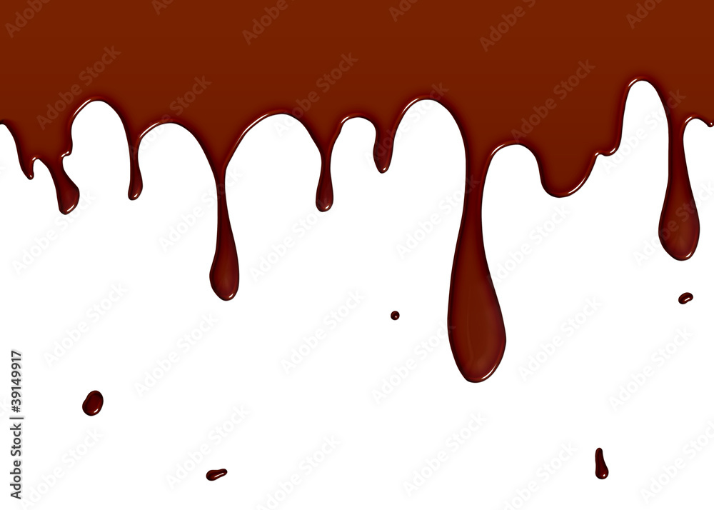 Melted chocolate isolated on white background with copy space