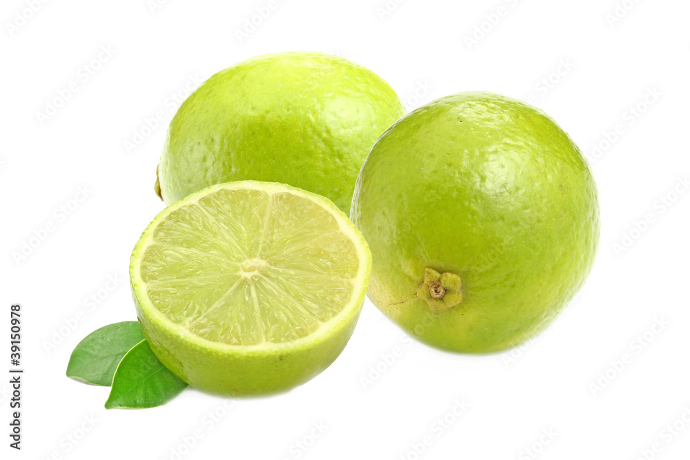 Fresh Limes. Isolated on white background. Fresh Limes. Isolated on white background.
