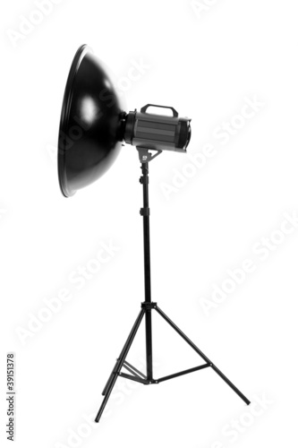 Studio flash with beauty dish isolated on white