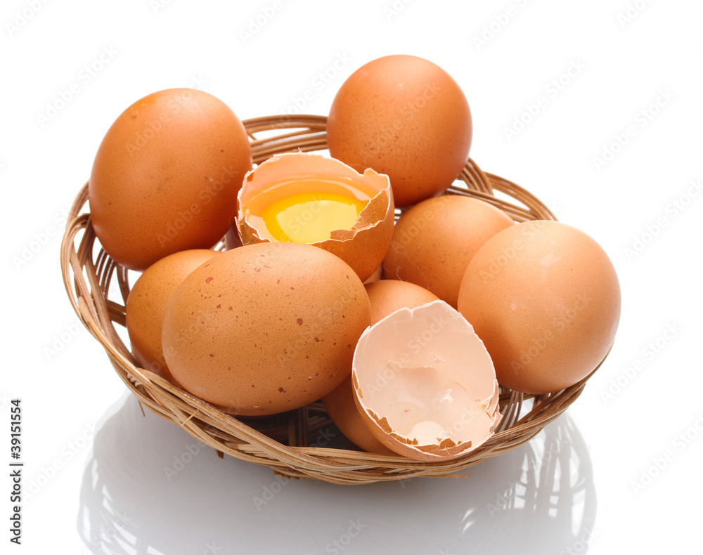 chicken eggs in a nest isolated on white chicken eggs in a nest isolated on white