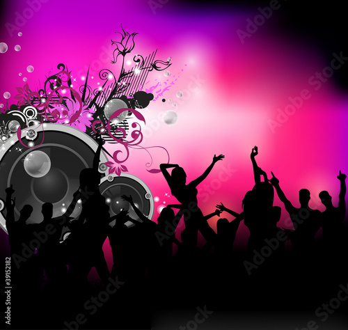 Party sound background with dancing people