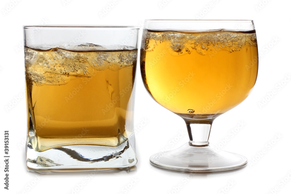 Two whiskey cup with ice