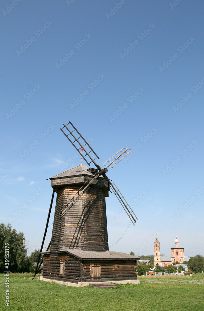 Old wooden windmill in Suzdal Russia