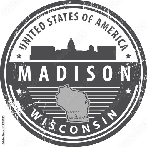 Grunge rubber stamp with name of Wisconsin, Madison, vector