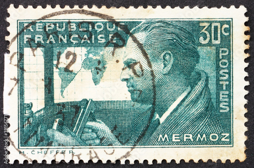 Postage stamp France 1937 Jean Mermoz, Aviator