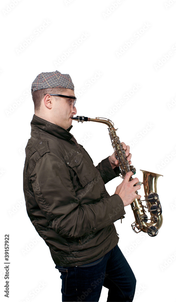 Naklejka premium Sassofonista