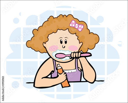 girl with toothbrush